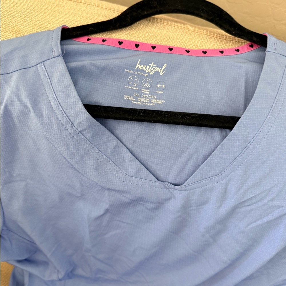 HeartSoul Blue Top with Pink Accents